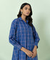 Women's Pret Yarn Dyed Solid Blue A-Line Shirt